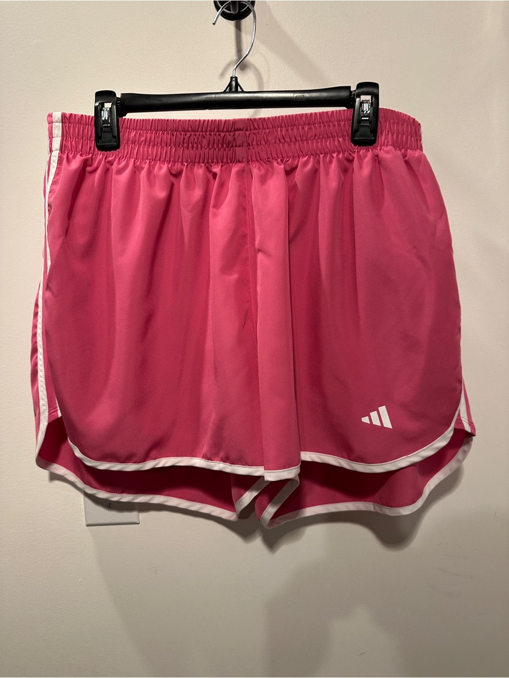 adidas Women's Pink Athletic Shorts with White Trim 2X